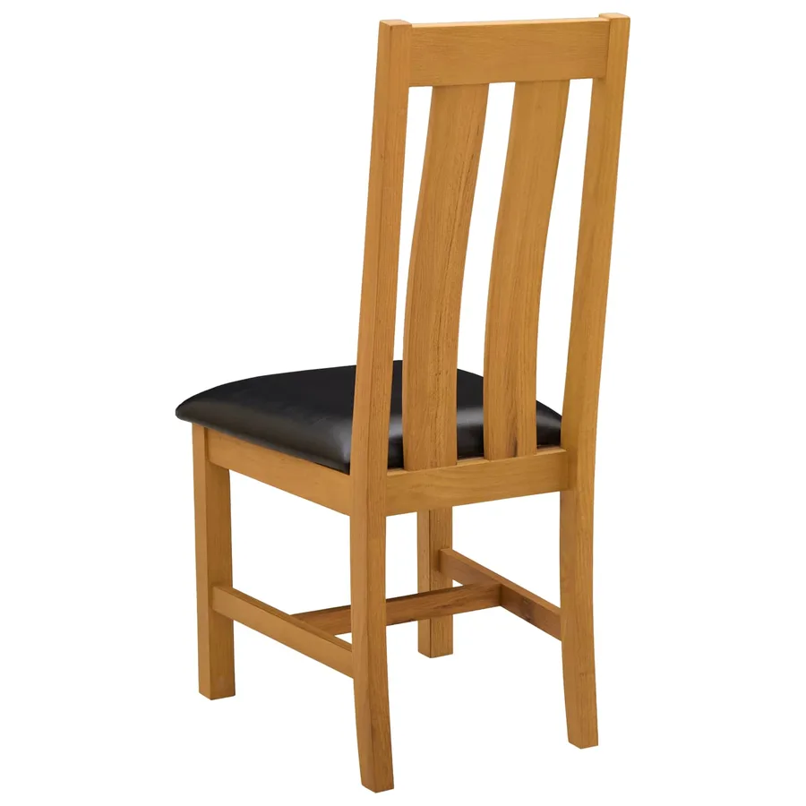 Chaise de salle à manger 2 pcs Bois de chêne massif Noir - 5