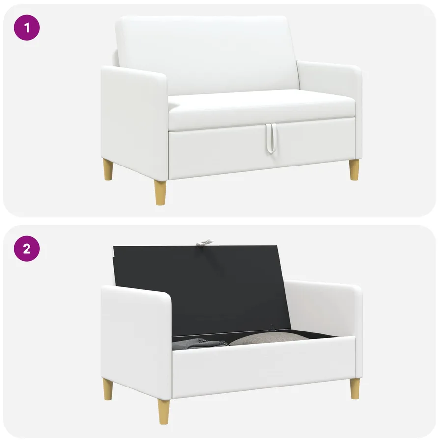 Sofa avec rangement Blanc 122 x 78 x 87 cm Polyester - 5