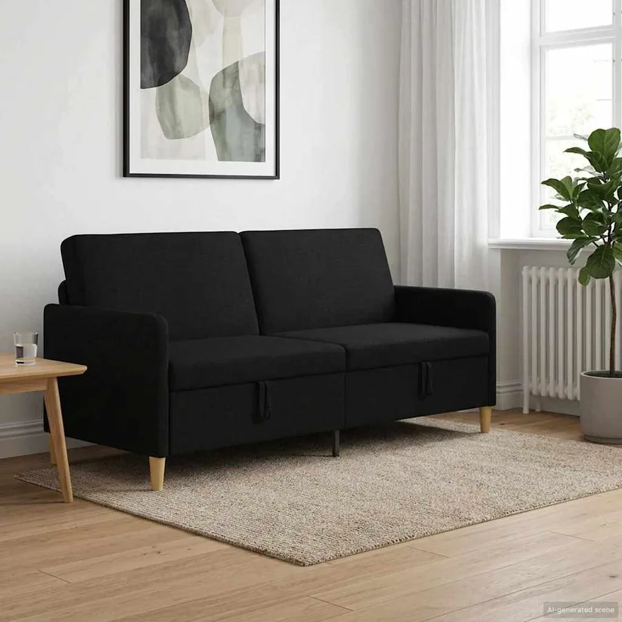 Sofa avec rangement Noir 192 x 78 x 87 cm Polyester