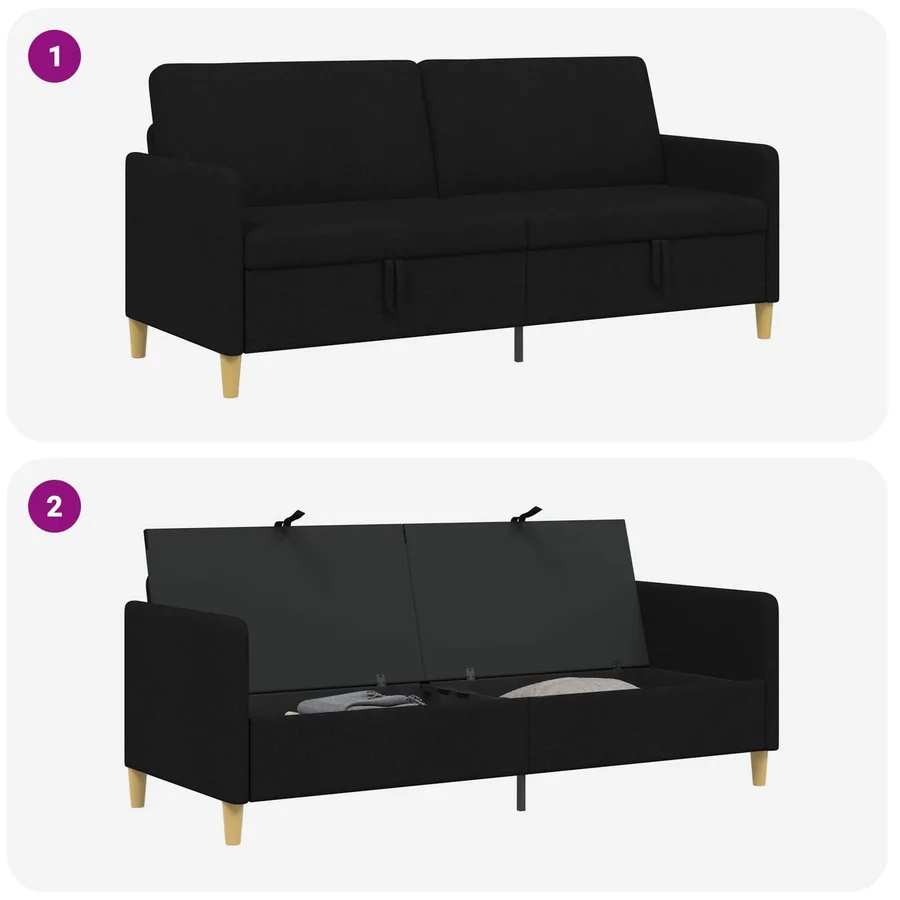 Sofa avec rangement Noir 192 x 78 x 87 cm Polyester - 6