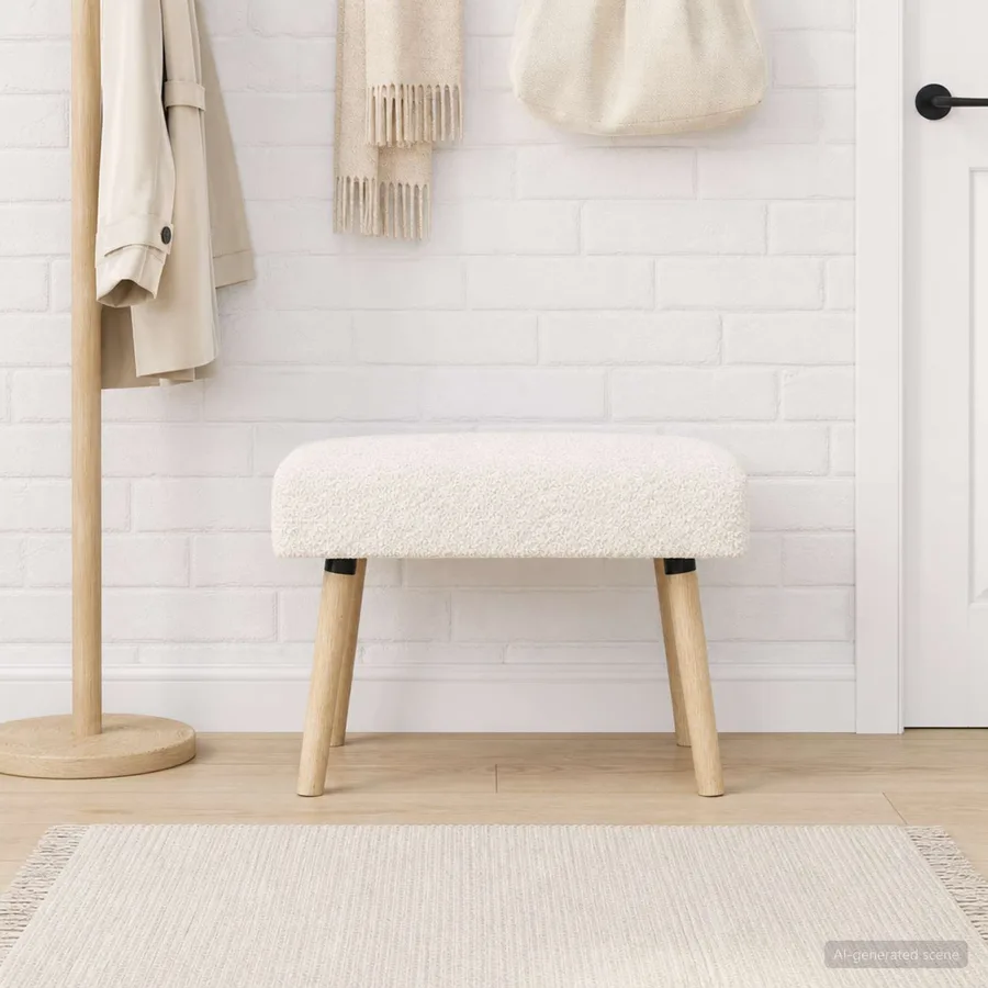 banc Uni Crème 60 x 40 x 45 cm Bouclé - 3