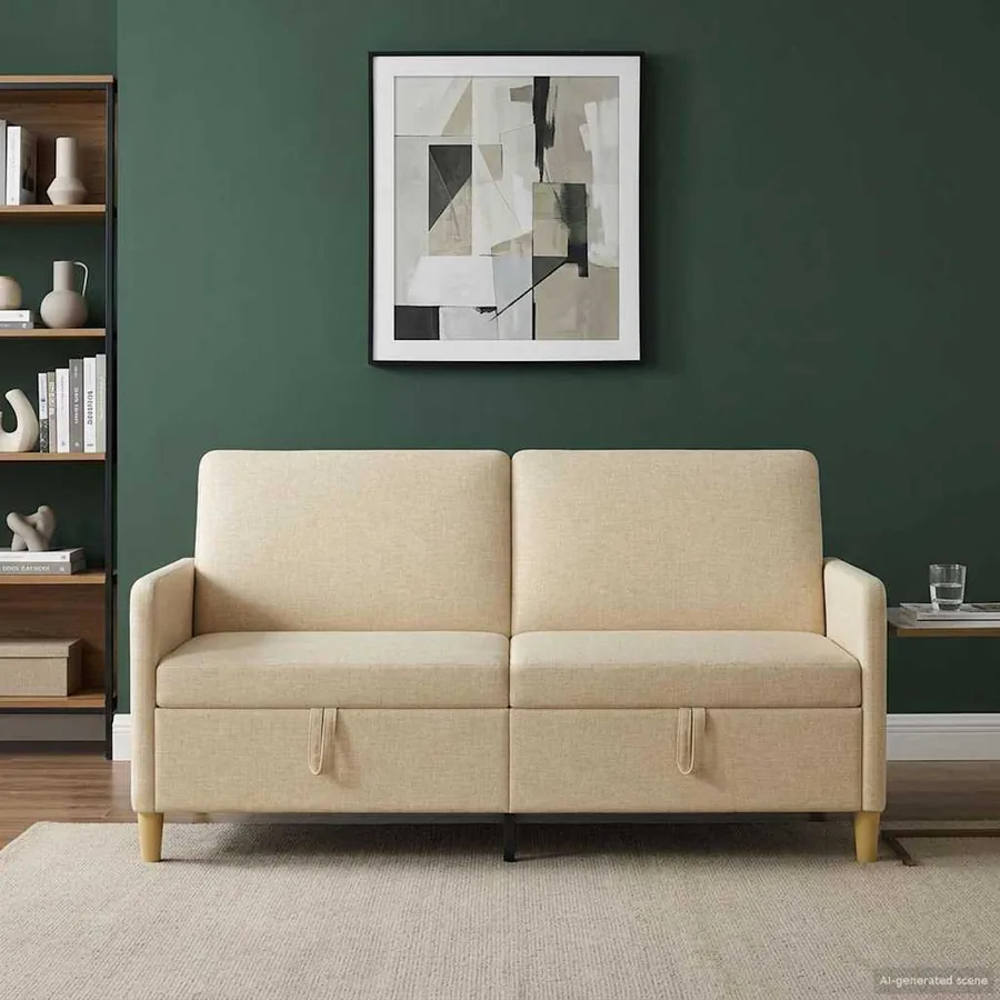 Sofa avec rangement Crème 172 x 78 x 87 cm Polyester