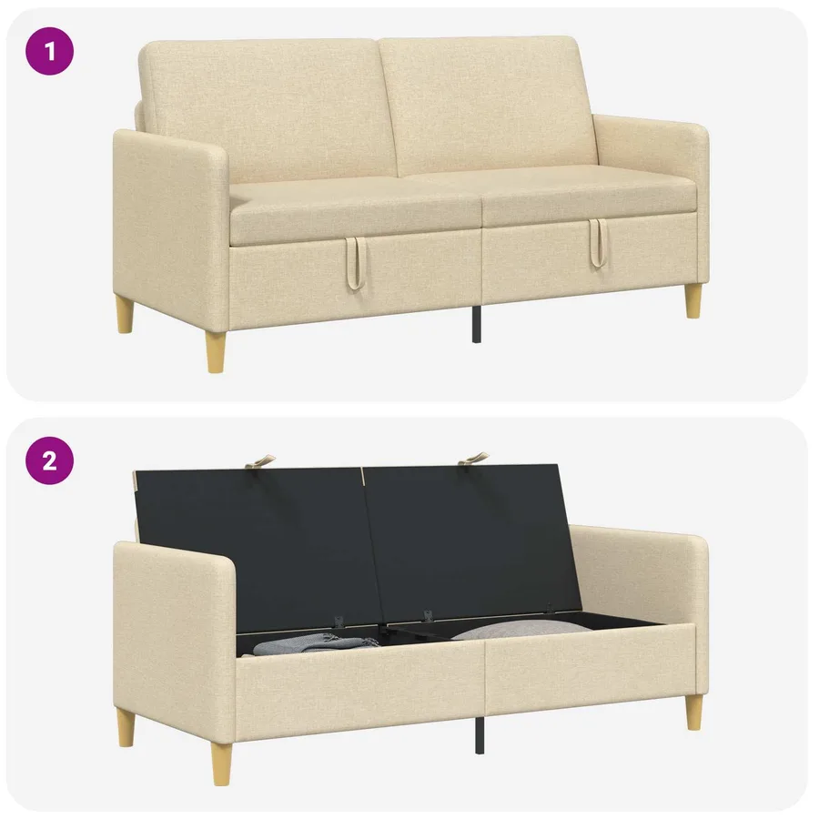 Sofa avec rangement Crème 172 x 78 x 87 cm Polyester - 7