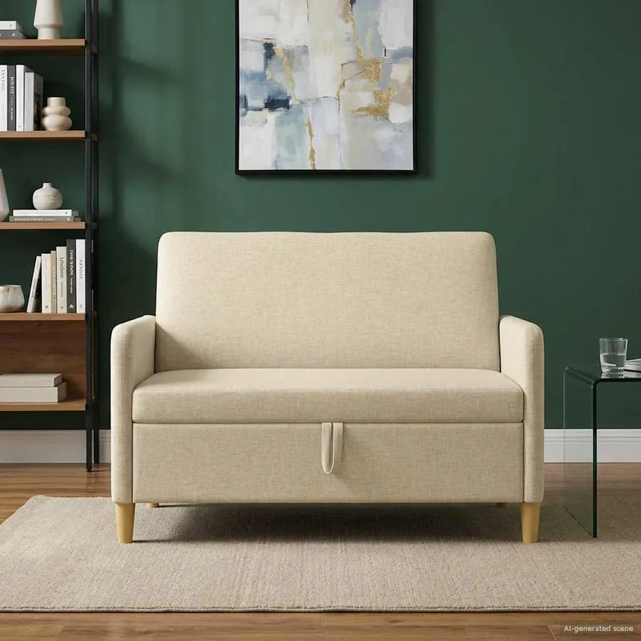 Sofa avec rangement Crème 122 x 78 x 87 cm Polyester
