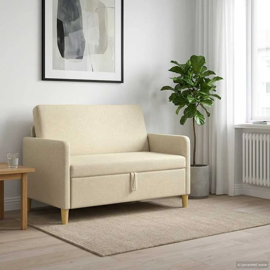 Sofa avec rangement Crème 122 x 78 x 87 cm Polyester - 3
