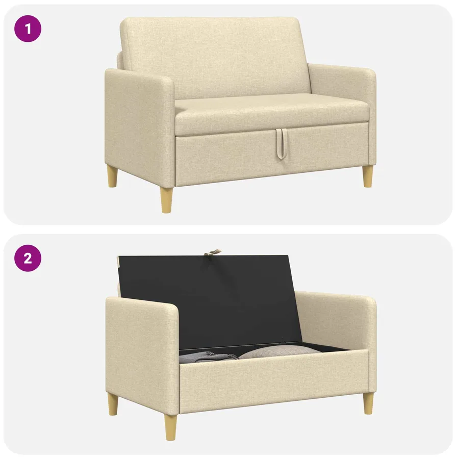 Sofa avec rangement Crème 122 x 78 x 87 cm Polyester - 6