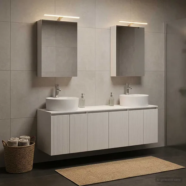 Ensemble d'armoire de salle de bain 5 pcs Blanc