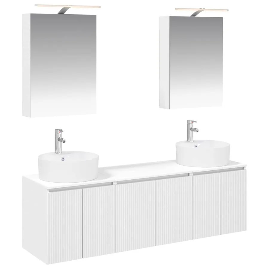 Ensemble d'armoire de salle de bain 5 pcs Blanc - 2