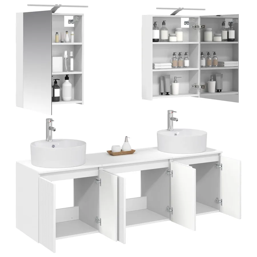 Ensemble d'armoire de salle de bain 5 pcs Blanc - 3
