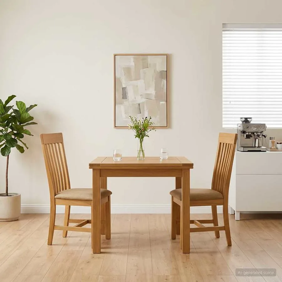 Chaise de salle à manger 2 pcs Bois de chêne massif Beige
