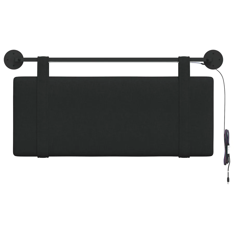 Tête de lit suspendue Avec lumière LED Noir Tissu - 6