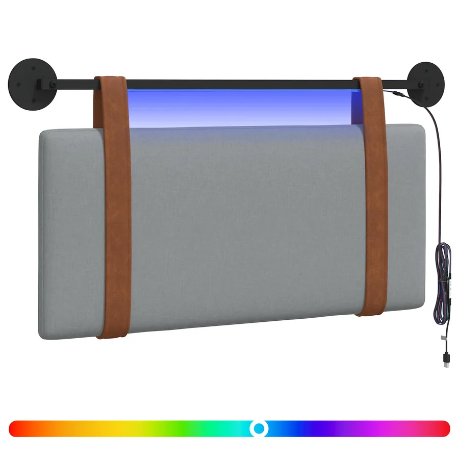 Tête de lit suspendue Avec lumière LED Gris clair PU antique - 2