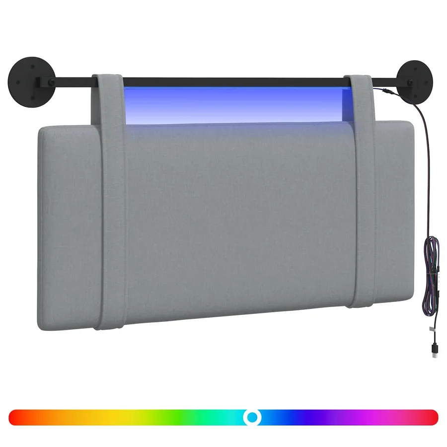 Tête de lit suspendue Avec lumière LED Gris clair Tissu - 2