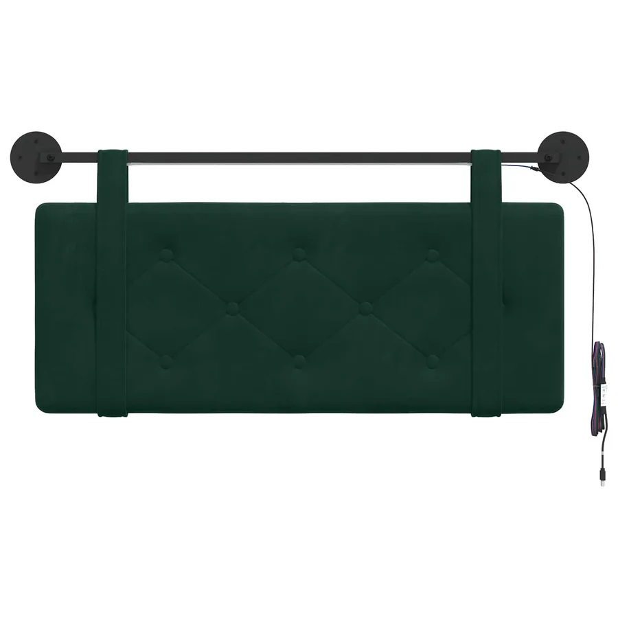 Tête de lit suspendue Avec lumière LED Vert foncé Velours - 6
