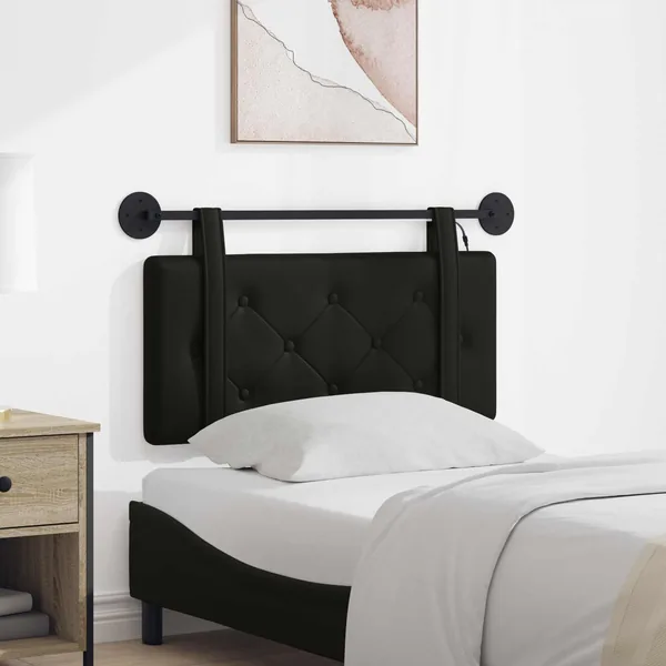 Tête de lit suspendue Avec lumière LED Noir Simili cuir