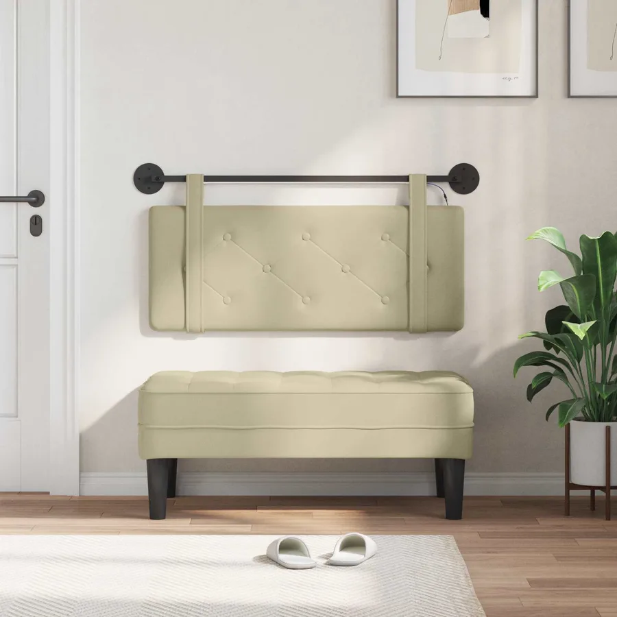 Tête de lit suspendue Avec lumière LED Crème Simili cuir - 3