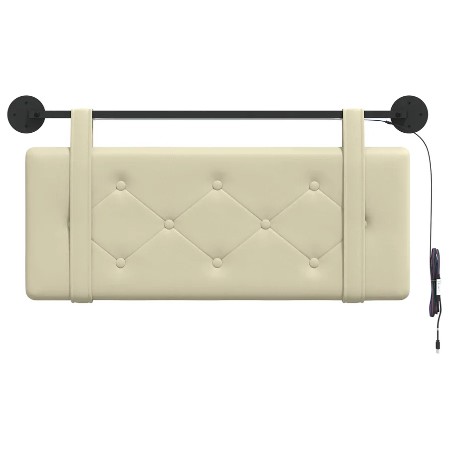 Tête de lit suspendue Avec lumière LED Crème Simili cuir - 6