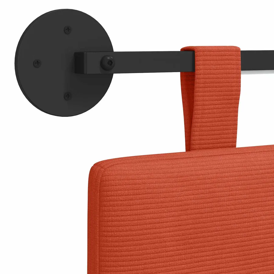 Tête de lit suspendue Rouge orange Tissu en velours côtelé - 10