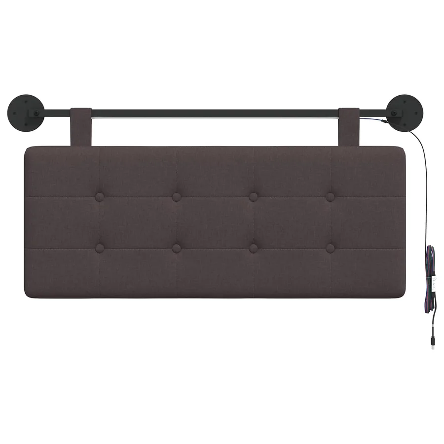 Tête de lit suspendue Avec lumière LED Marron foncé Tissu - 6