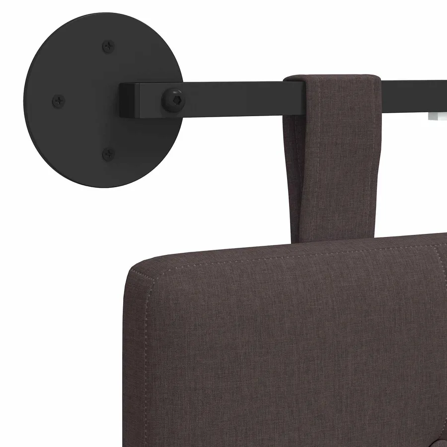 Tête de lit suspendue Avec lumière LED Marron foncé Tissu - 8