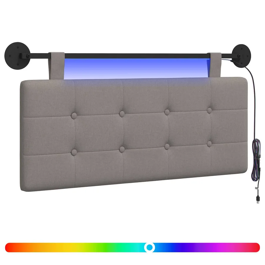 Tête de lit suspendue Avec lumière LED Taupe Tissu - 2