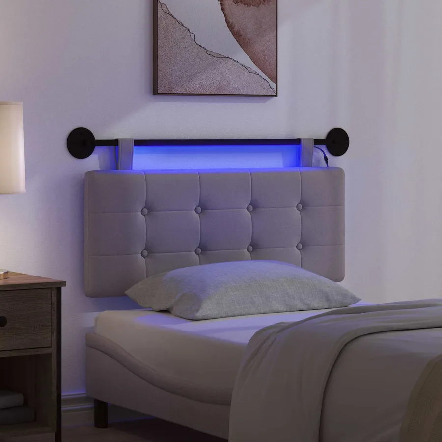 Tête de lit suspendue Avec lumière LED Taupe Tissu - 5