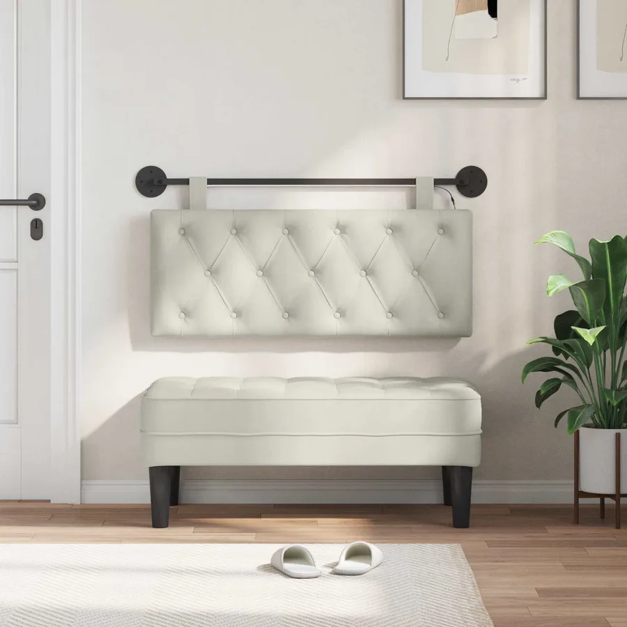 Tête de lit suspendue Avec lumière LED Crème Velours - 3