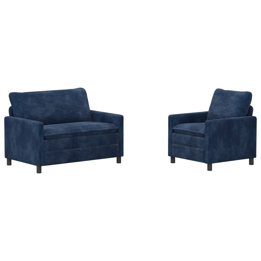 Ensemble de Canapés 2 pcs Bleu marine Polyester - 2