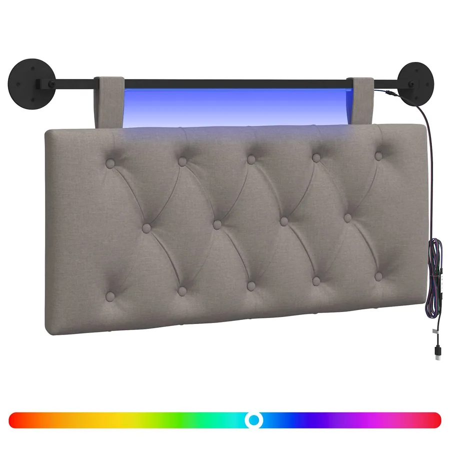 Tête de lit suspendue Avec lumière LED Taupe Tissu - 2