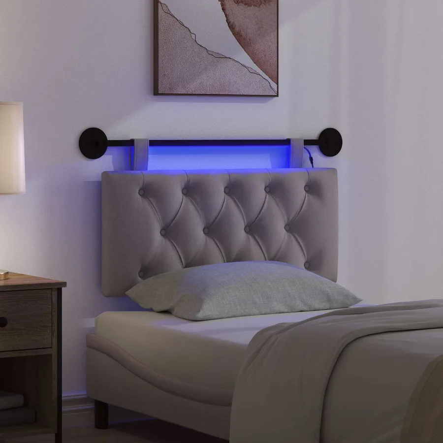 Tête de lit suspendue Avec lumière LED Taupe Tissu - 5