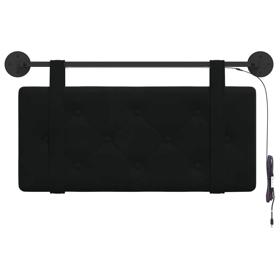 Tête de lit suspendue Avec lumière LED Noir Velours - 6