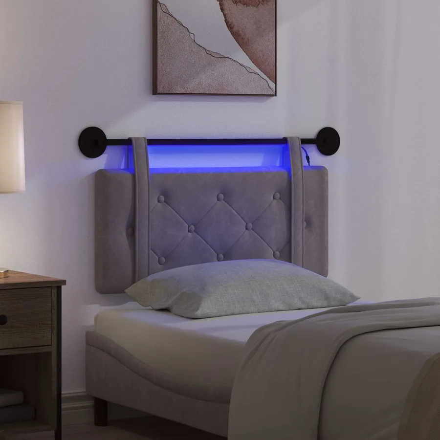 Tête de lit suspendue Avec lumière LED Gris PU antique - 5