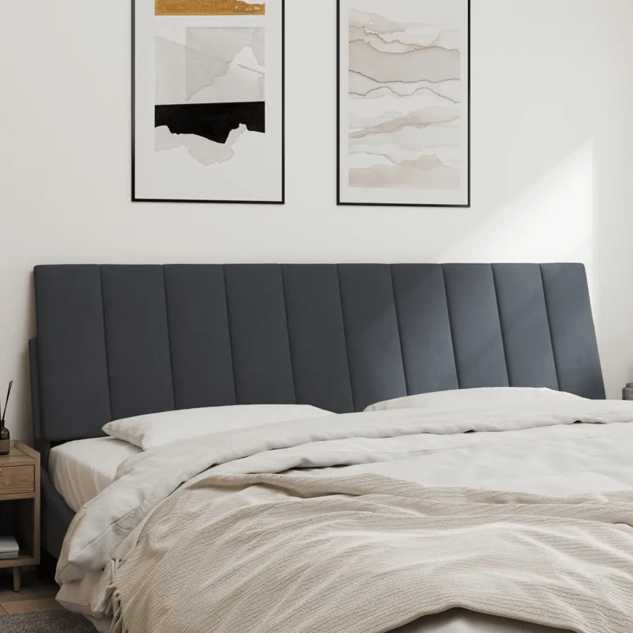 Coussin de tête de lit Hanko gris foncé 183 cm velours - 3
