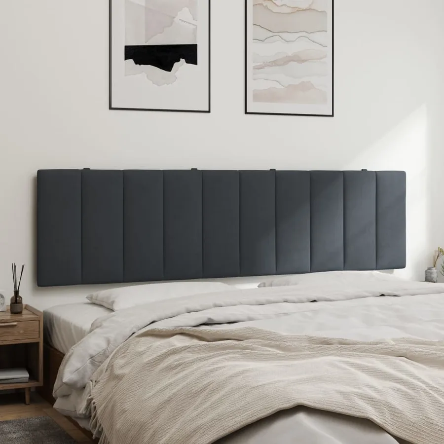 Coussin de tête de lit Hanko gris foncé 183 cm velours - 4