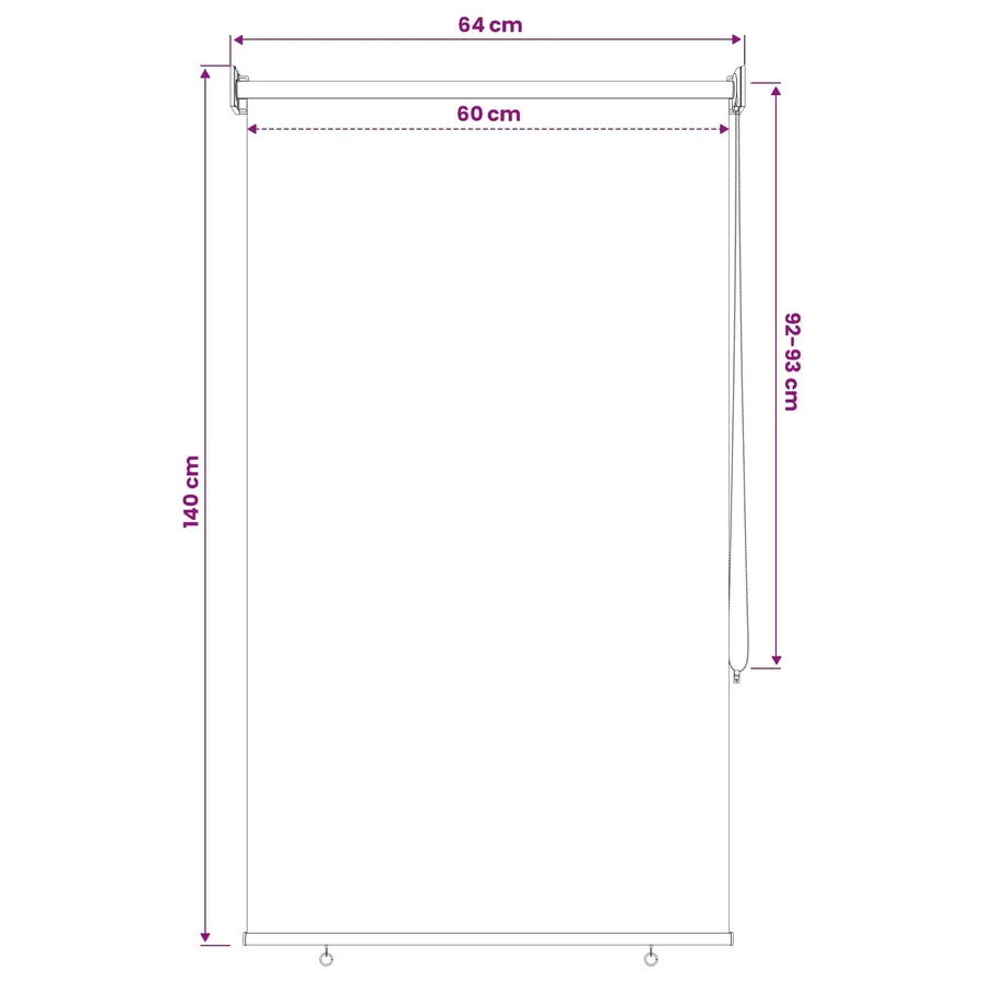 Store roulant extérieur protection UV Crème 65 x 140 cm (L x H) - 12