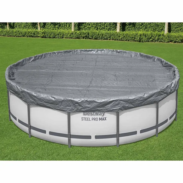 Bestway Couverture de piscine 1 Ø3,05 m Rond Polyester Gris for