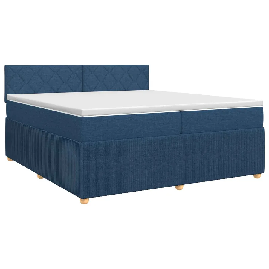 Lit boxspring avec matelas Bleu 200 x 200 cm Tissu