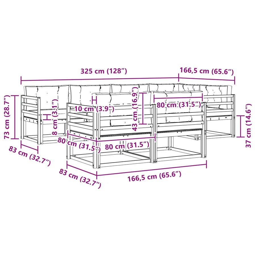 Ensemble de canapés d'extérieur 6 pcs Blanc et Beige Polyester - 7