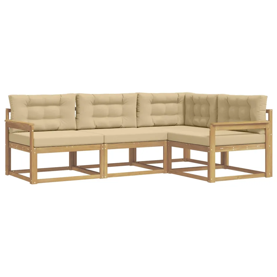 Ensemble de canapés d'extérieur 3 pcs Blanc et Beige Polyester - 2