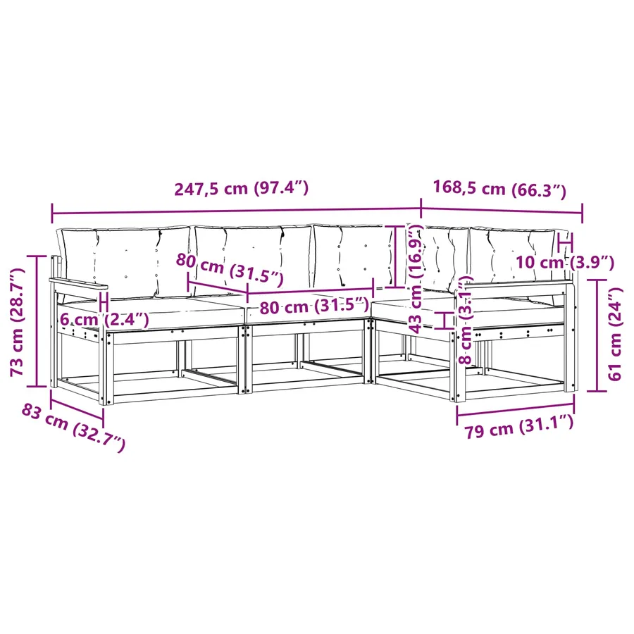 Ensemble de canapés d'extérieur 3 pcs Blanc et Beige Polyester - 7