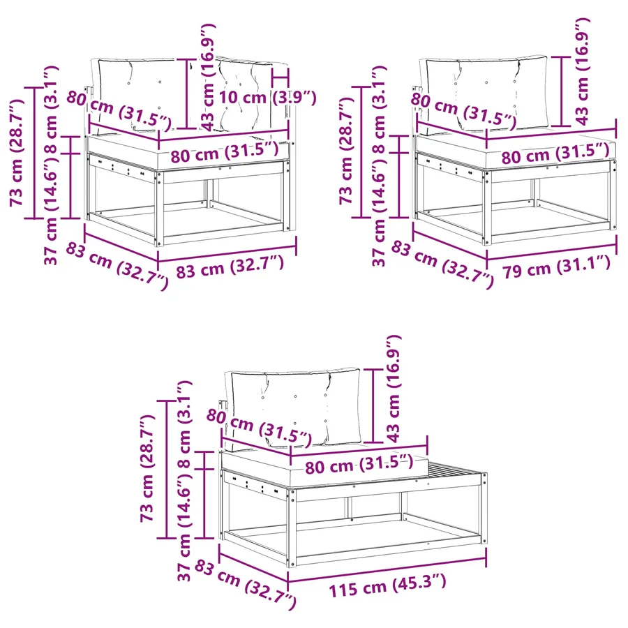 6 pcs Ensemble de canapés d'extérieur Polyester - 8