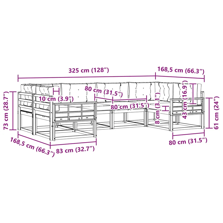 Ensemble de canapés d'extérieur 6 pcs Blanc et gris clair - 7