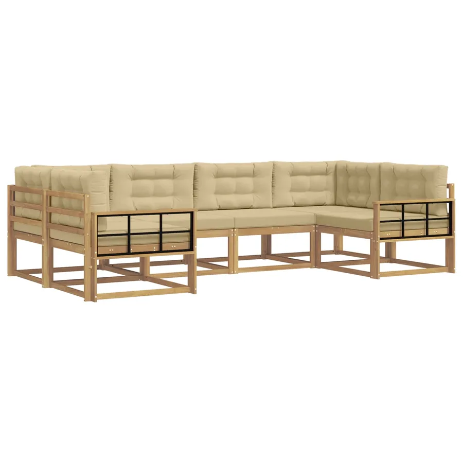 Ensemble de canapés d'extérieur 6 pcs Blanc et Beige - 2