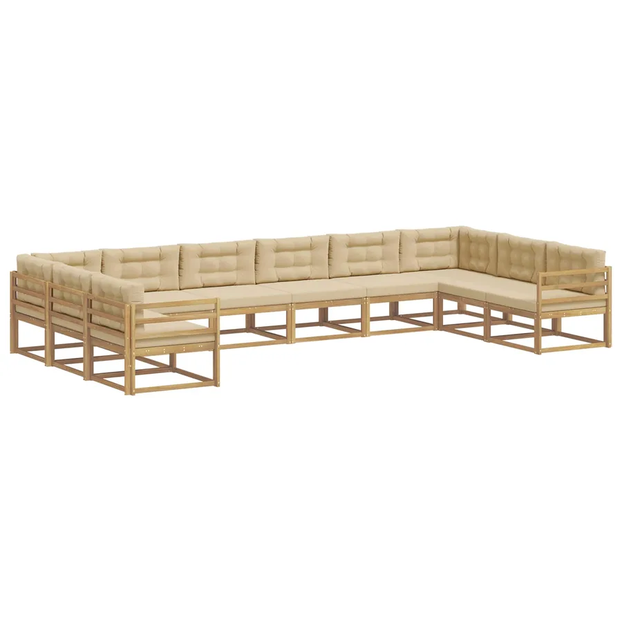 Ensemble de canapés d'extérieur 10 pcs Blanc et Beige - 2