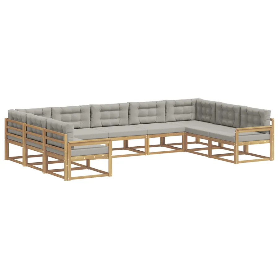 Ensemble de canapés d'extérieur 9 pcs Blanc et gris clair - 2