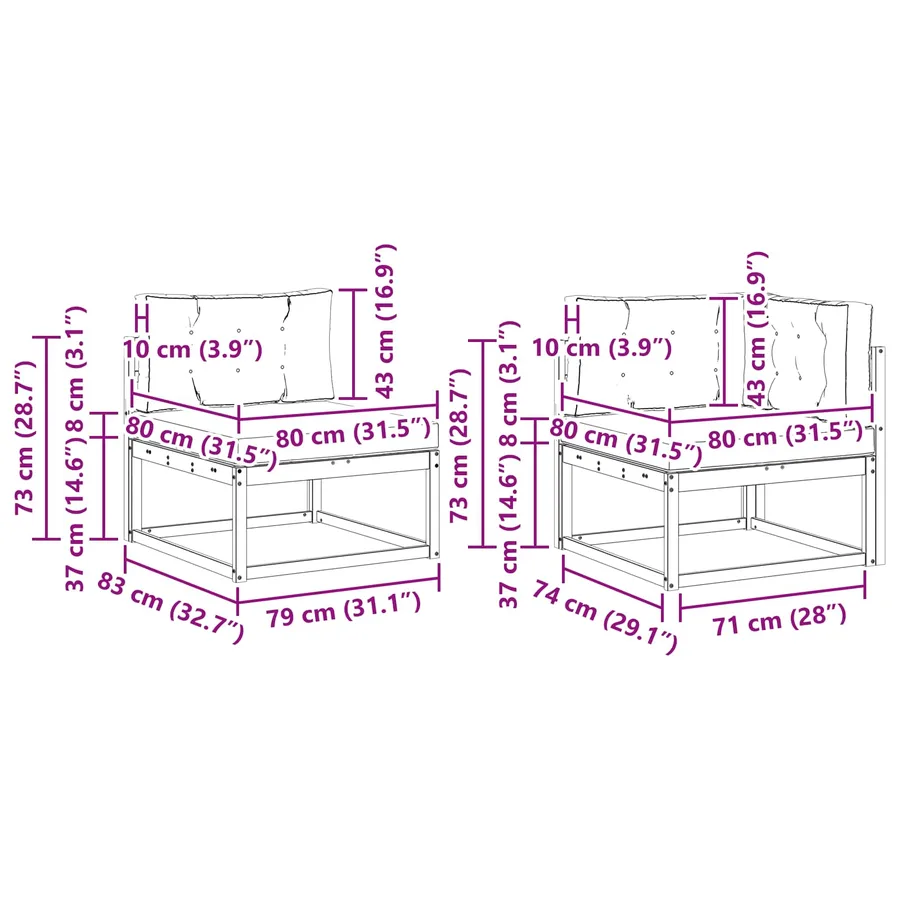 Ensemble de canapés d'extérieur 6 pc Blanc et gris clair - 9