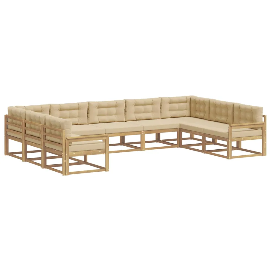 Ensemble de canapés d'extérieur 9 pcs Blanc et Beige - 2