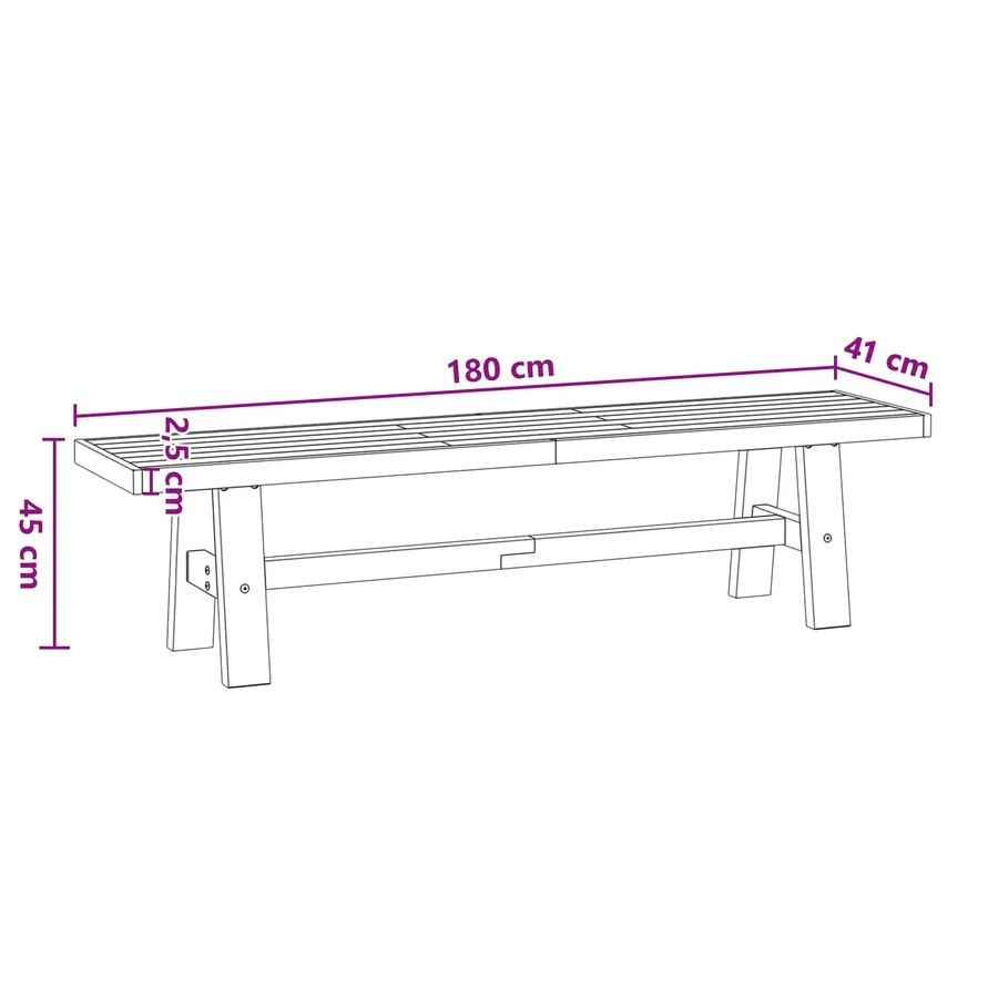 Banc de salle à manger NOAIN 180 x 41 x 45 cm Pin massif Noir - 9