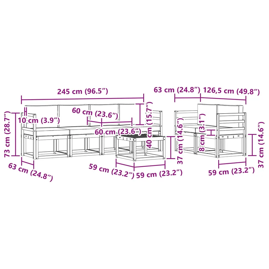 Ensemble de canapés d'extérieur 7 pcs Blanc et crème - 7