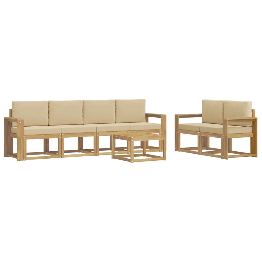 Ensemble de canapés d'extérieur 7 pcs Blanc et Beige - 2